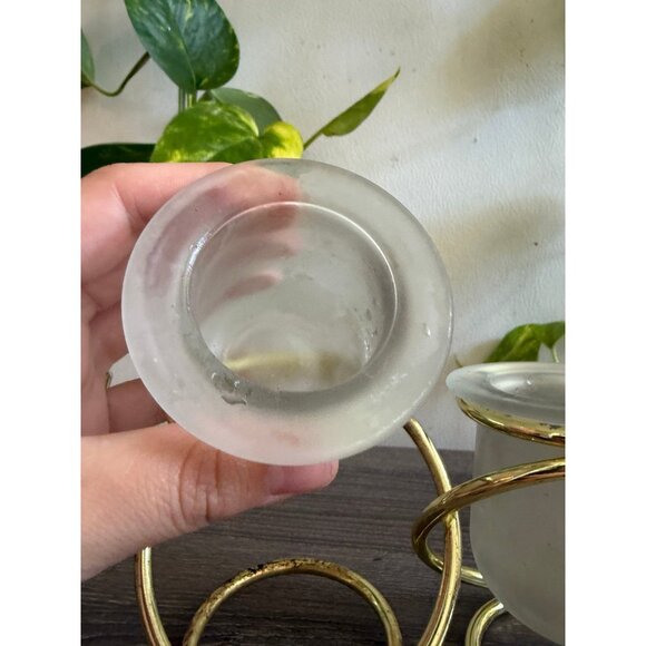 Partylite Frosted Glass Votive Holders with Gold Stands (Set of 2) - Picture 5 of 9